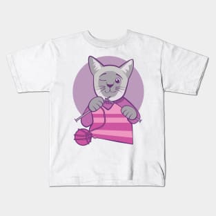 Knitting Siamese Kitty Kids T-Shirt